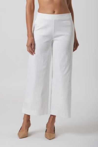 Franne Golde Catalina Stretch Cropped Wide-leg Pant In White