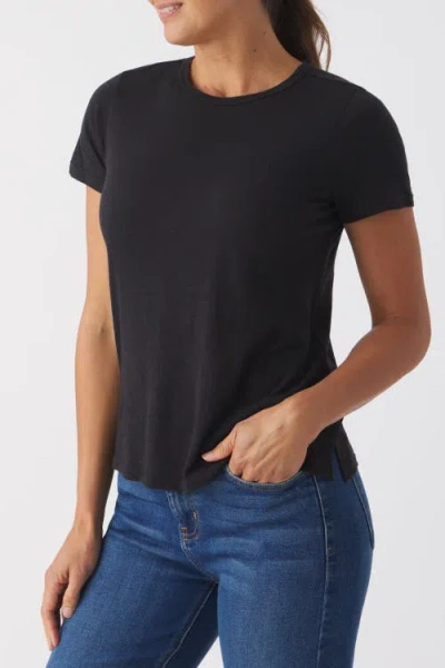 Franne Golde Icon Slub Jersey Crew Neck T-shirt In Black