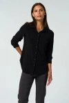 Franne Golde Katherine Stretch Button-up Shirt In Black