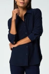 Franne Golde Katherine Stretch Button-up Shirt In Blue
