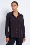 Franne Golde Katherine Stretch Button-up Shirt In Purple