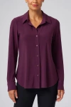 Franne Golde Katherine Stretch Button-up Shirt In Burgundy