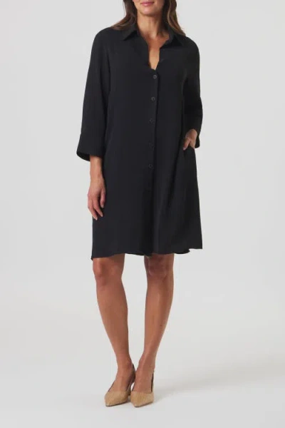 Franne Golde Lido A-line Shirt Dress With Pockets In Black