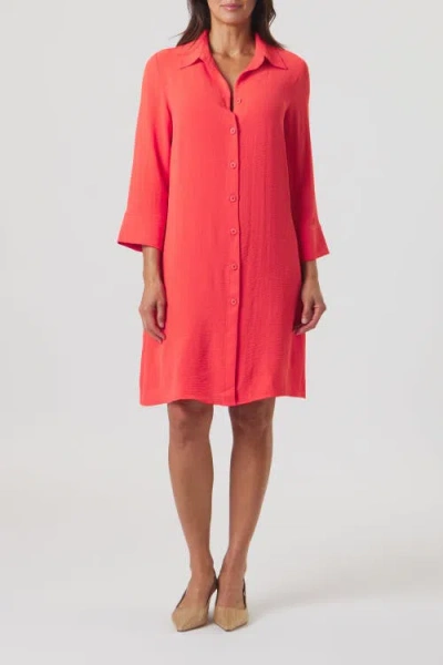 Franne Golde Lido A-line Shirt Dress With Pockets In Red