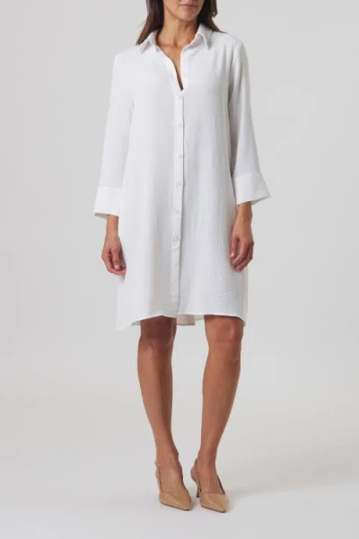 Franne Golde Lido A-line Shirt Dress With Pockets In White