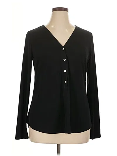 Pre-owned Franne Golde Long Sleeve Blouse In Black
