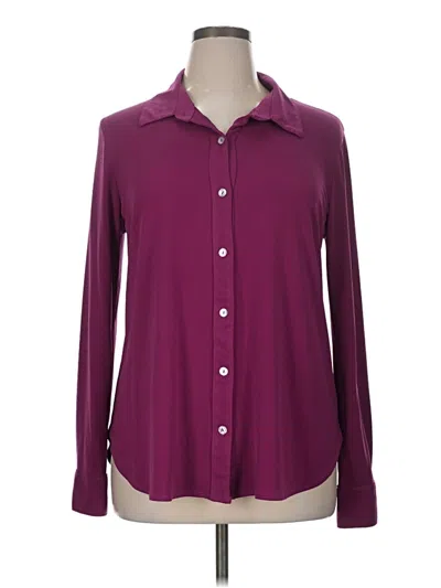 Pre-owned Franne Golde Long Sleeve Blouse In Burgundy