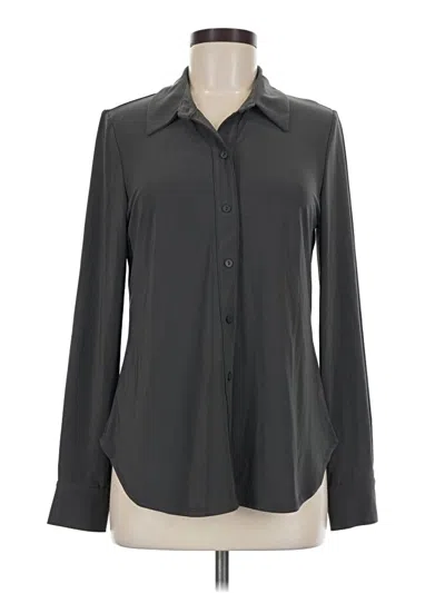 Pre-owned Franne Golde Long Sleeve Blouse In Gray