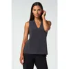 Franne Golde Luxe Stretch V-neck Sleeveless Shell In Gray