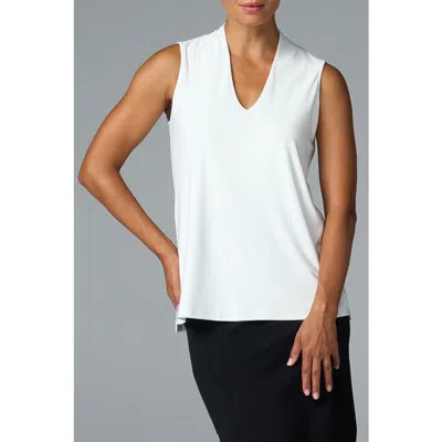 Franne Golde Luxe Stretch V-neck Sleeveless Shell In White