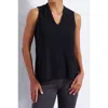 Franne Golde Luxe Stretch V-neck Sleeveless Shell In Blue