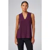 Franne Golde Luxe Stretch V-neck Sleeveless Shell In Purple