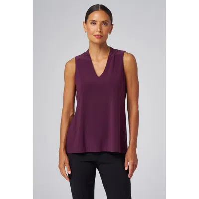Franne Golde Luxe Stretch V-neck Sleeveless Shell In Purple