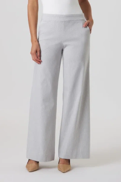 Franne Golde Mayfair Stretch Pinstripe Wide Leg Pant In Blue