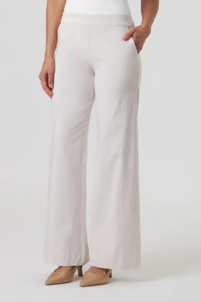 Franne Golde Mayfair Stretch Pinstripe Wide Leg Pant In White
