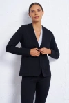 Franne Golde Perfect Ponte Collarless Fitted Stretch Blazer