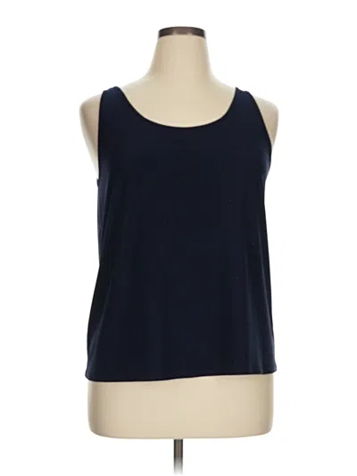Pre-owned Franne Golde Sleeveless Top Blue Scoop Neck Tops