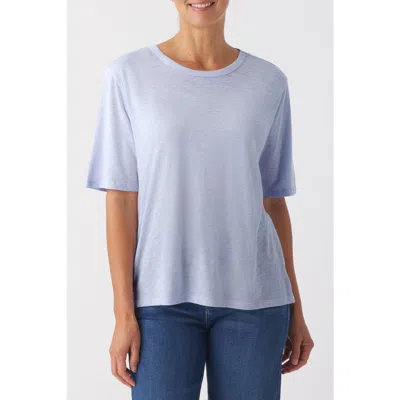 Franne Golde Slub Jersey Elbow Sleeve Crew Tee In Blue