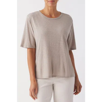 Franne Golde Slub Jersey Elbow Sleeve Crew Tee In Neutral