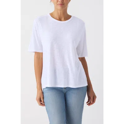 Franne Golde Slub Jersey Elbow Sleeve Crew Tee In White
