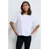 Franne Golde Slub Jersey Elbow Sleeve Crewneck Tee In Black