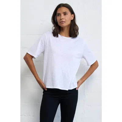 Franne Golde Slub Jersey Elbow Sleeve Crewneck Tee In Black