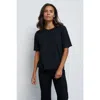 Franne Golde Slub Jersey Elbow Sleeve Crewneck Tee In White