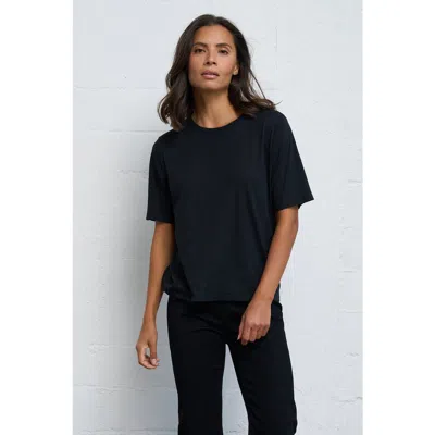 Franne Golde Slub Jersey Elbow Sleeve Crewneck Tee In White