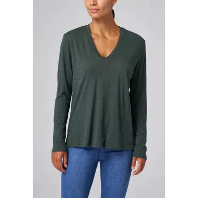 Franne Golde Slub Jersey Long Sleeve Tee In Green