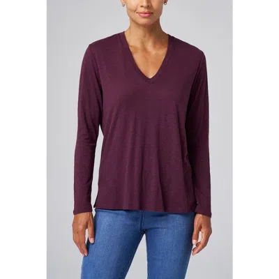 Franne Golde Slub Jersey Long Sleeve Tee In Purple