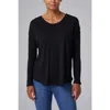Franne Golde Slub Jersey Relaxed Long Sleeve Tee In Black