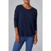 Franne Golde Slub Jersey Relaxed Long Sleeve Tee In Blue