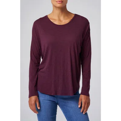 Franne Golde Slub Jersey Relaxed Long Sleeve Tee In Purple