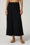 Franne Golde Textured Crepe Bias Midi Skirt In Black