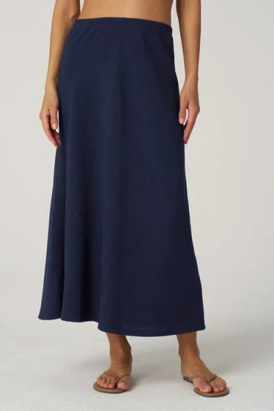 Franne Golde Textured Crepe Bias Midi Skirt
