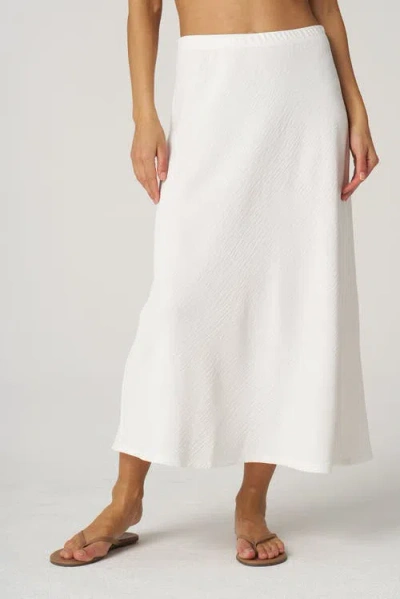 Franne Golde Textured Crepe Bias Midi Skirt