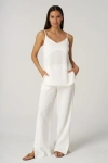 Franne Golde Textured Crepe Flowy Long Cami