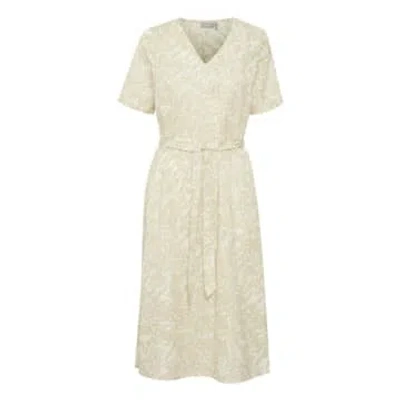 Fransa Maddie Dress In Arctic Wolf Mix In White