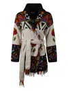 Frantic Fairytale Fringed Belted Cardigan In Multi