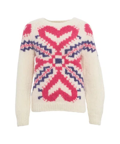 Frantic Intarsia Patterned Sweater With Bold Heart Design In Multi