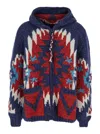 Frantic Multicolor Cardigan With Spread Collar And All-over Geometric Motif In Wool Woman