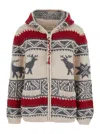 Frantic Multicolor Cardigan With Spread Collar And All-over Geometric Motif In Gray