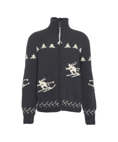 Frantic Norwegian Pattern Cardigan In Black