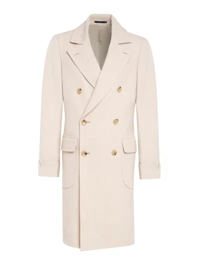 Franzese Collection Double-breasted Flap-pocket Coat In Neutral