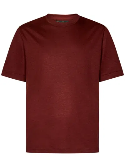 Franzese Collection Bordeaux Cashmere T-shirt With Classic Crew Neckline In Brown