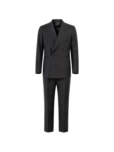 Franzese Collection Beckham Double-breasted Suit In Black