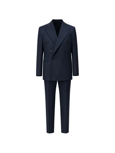 Franzese Collection Beckham Double-breasted Suit In Blue