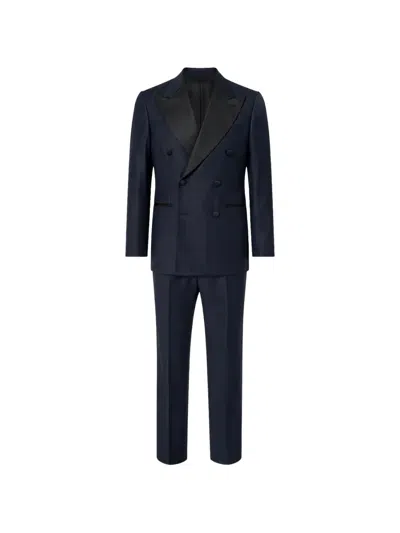 Franzese Collection Beckham Double-breasted Wool Suit In Blue