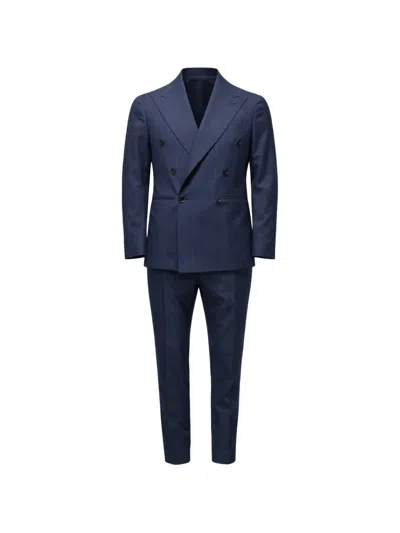 Franzese Collection Beckham Pinstriped Double-breasted Suit In Blue