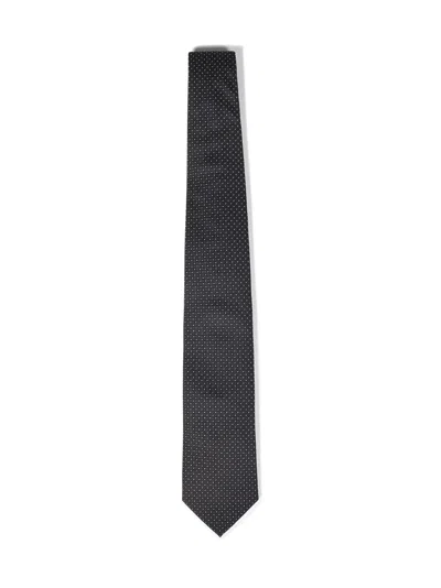 Franzese Collection Black Pure Como Jacquard Silk Tie In Gray